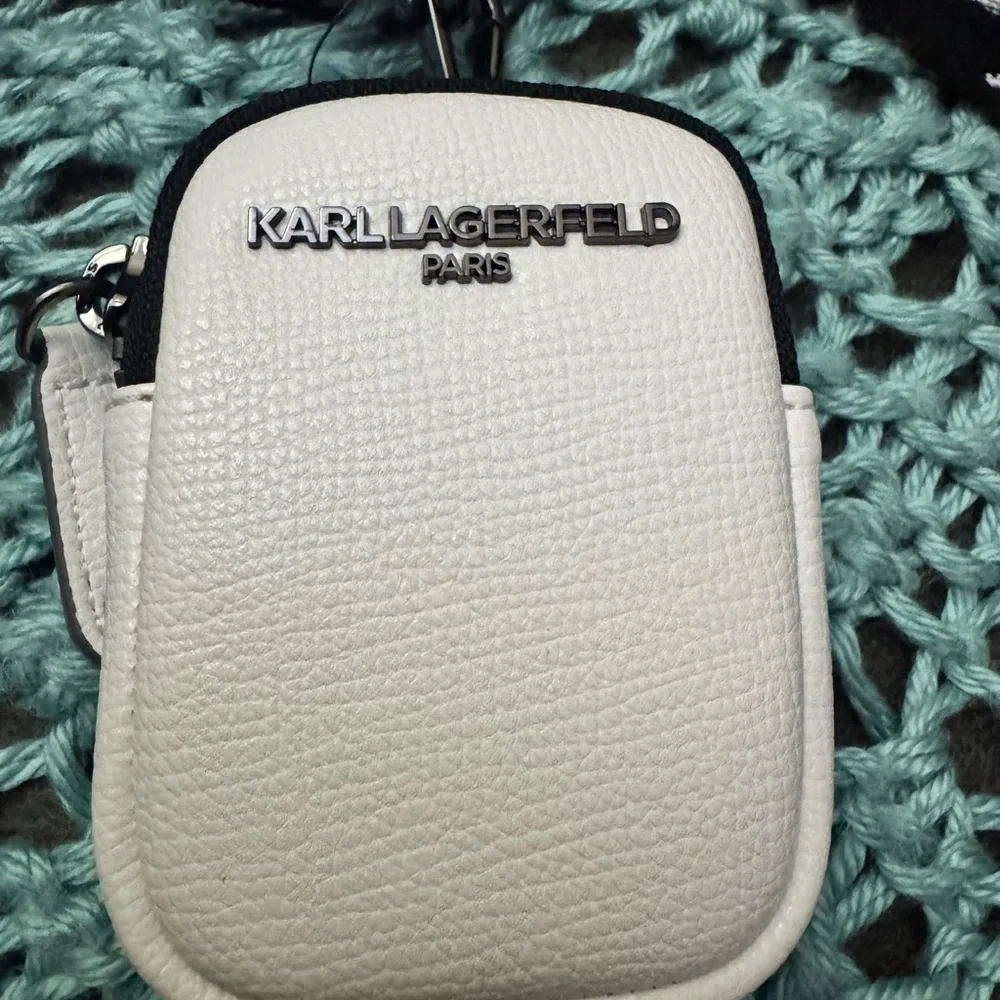 Karl Lagerfeld White Camera Bag with Iridescent White Bluish Detail
